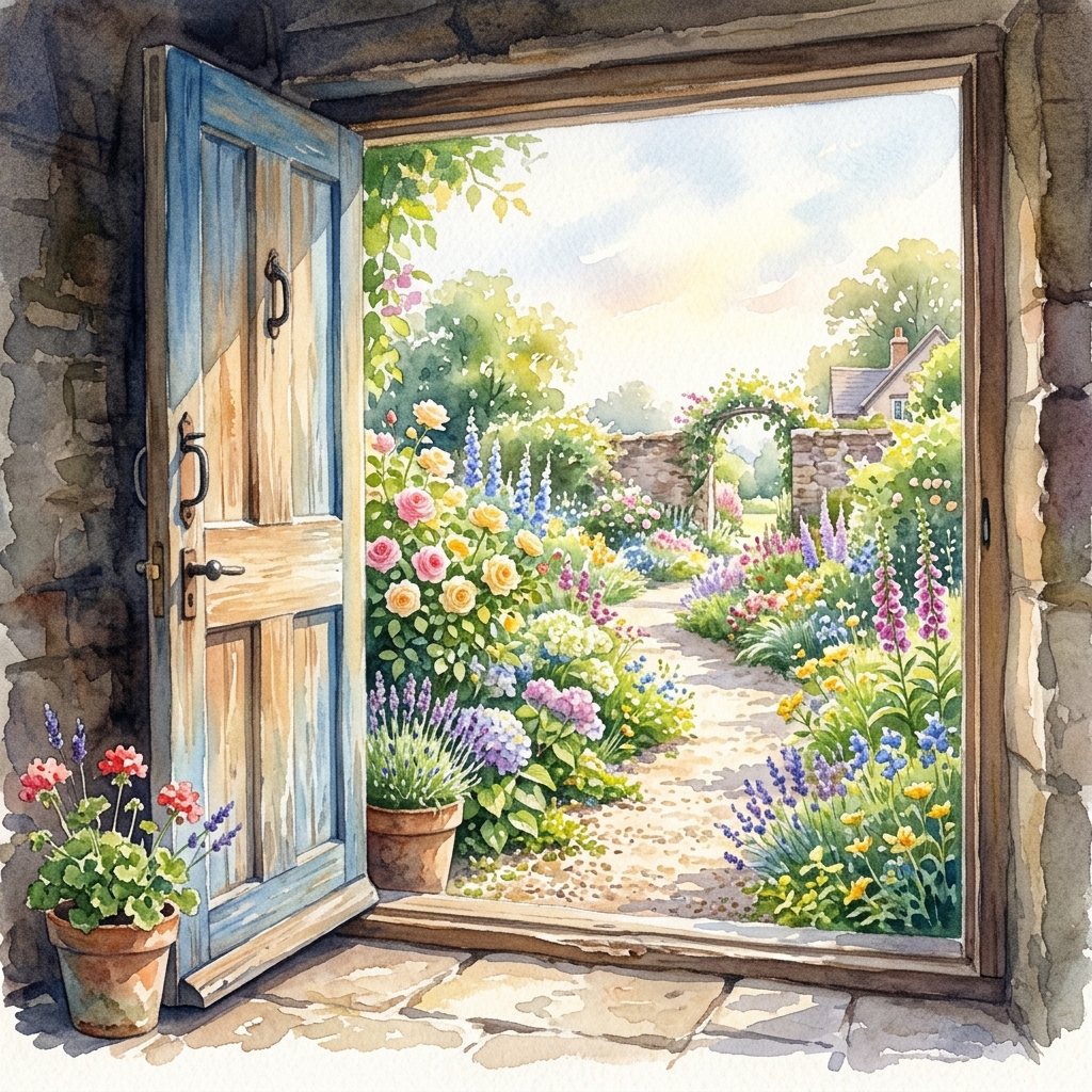 Porte ouverte sur un jardin